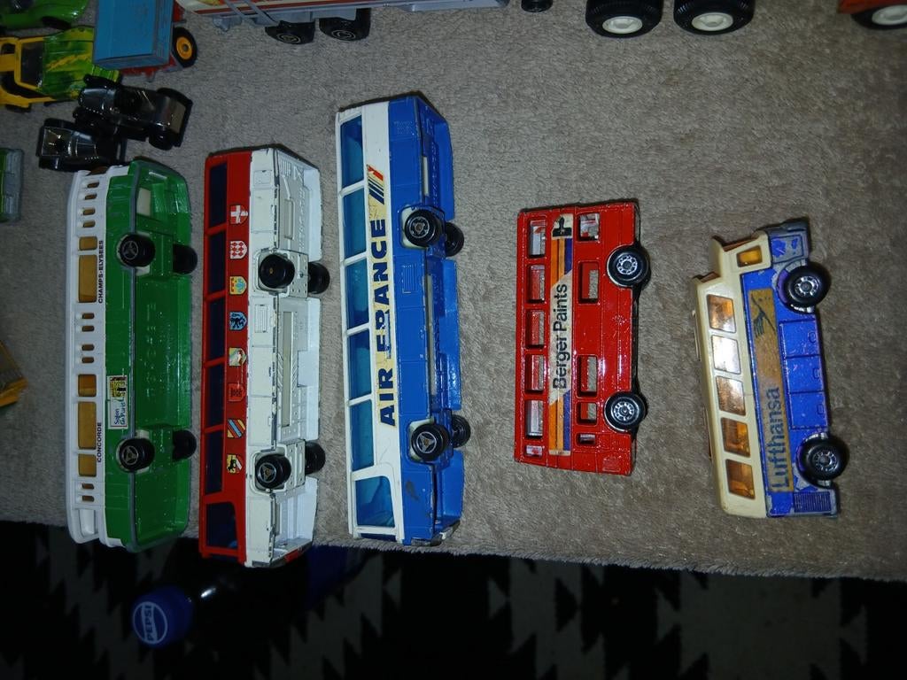 5 oude diverse  speel goed  busjes, Ophalen of Verzenden, Gebruikt