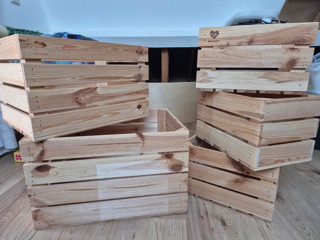 Buildify houten bakken/kratten - 5 stuks, Ophalen