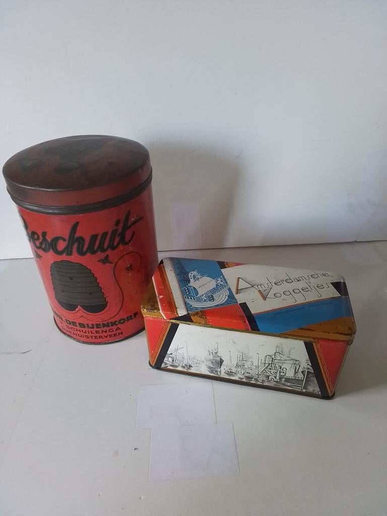 Twee oude blikken, Verzamelen, Blikken, Ophalen of Verzenden, Gebruikt, Overige