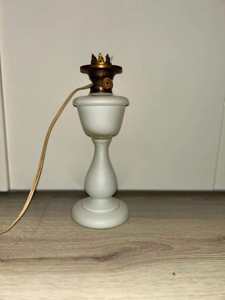 Kosmos Brenner electrische olielamp, wit melkglas/opaalglas, Ophalen of Verzenden