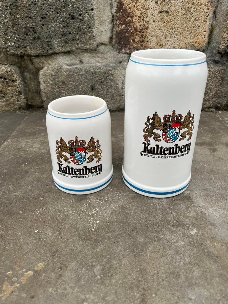 2 keramische Kaltenberg König Ludwig Bayerisches Bier pullen, Ophalen of Verzenden, Zo goed als nieuw, Flesje(s), Overige merken