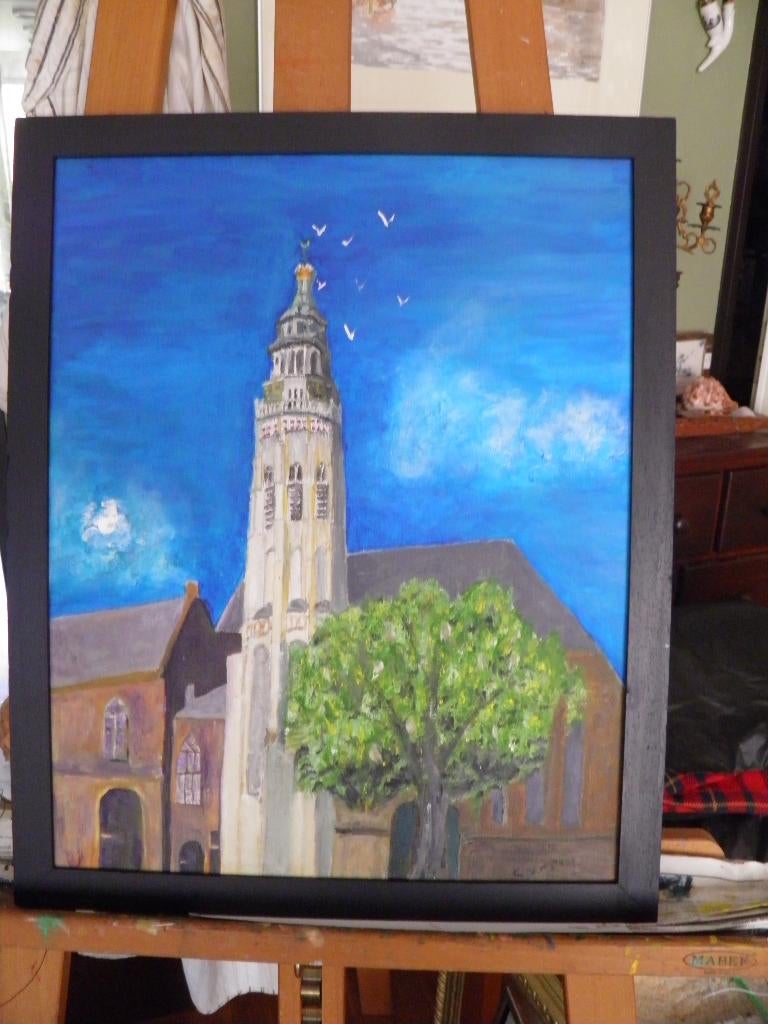 Schilderij van de lange jan in middelburg, Antiek en Kunst, Kunst | Schilderijen | Klassiek, Ophalen of Verzenden