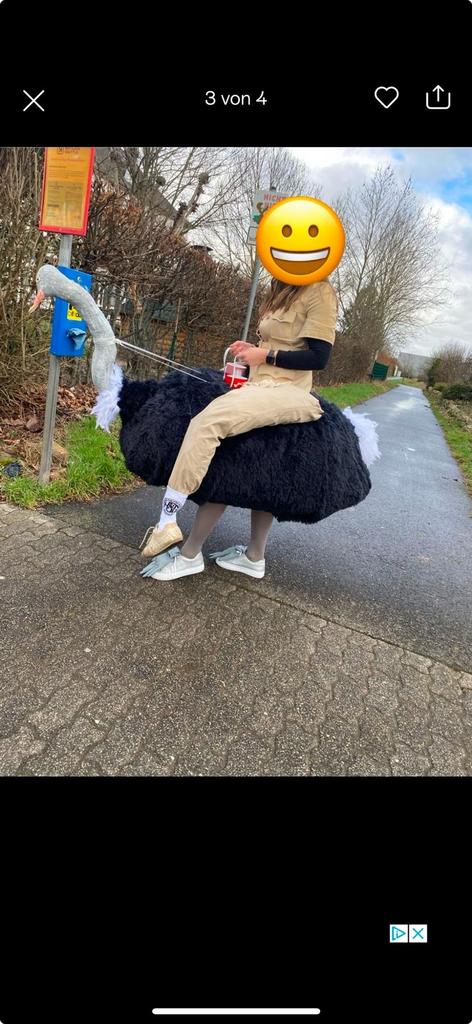Kostuum carnaval struisvogel met ingebouwde drankhouder, Ophalen, Zo goed als nieuw, Carnaval