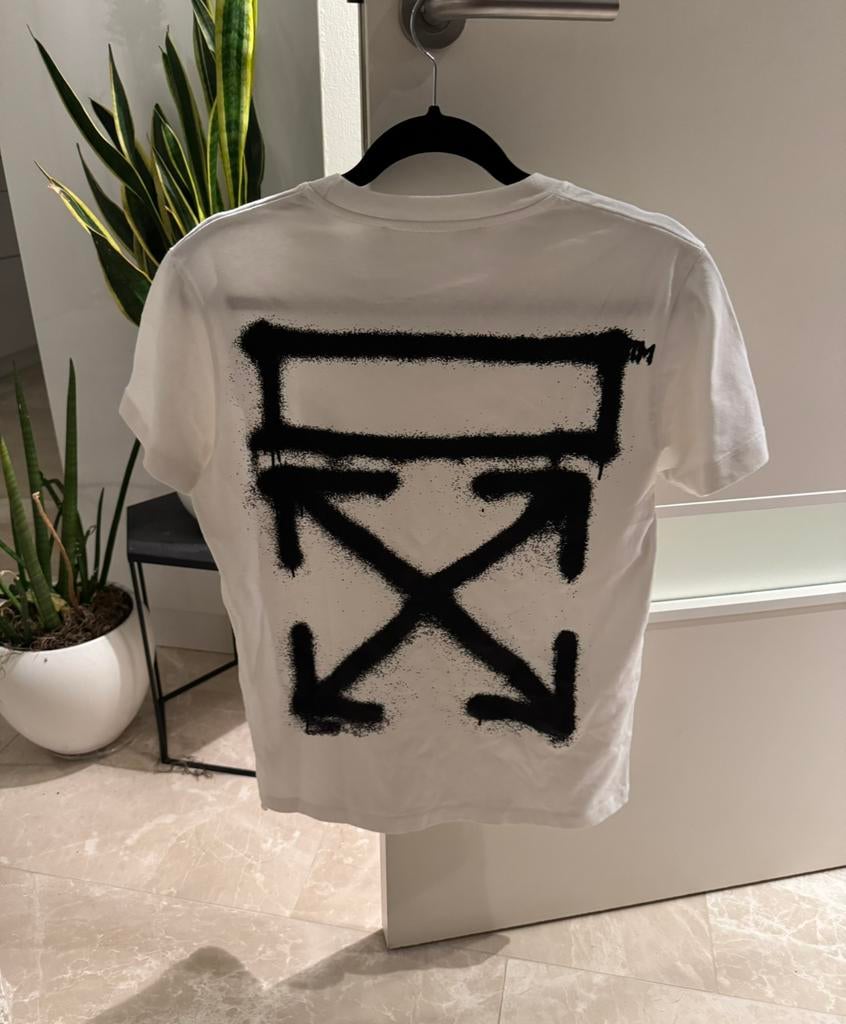 Off-White Spray Arrows White Tee, Kleding | Heren, T-shirts, Ophalen of Verzenden, Zo goed als nieuw, Maat 46 (S) of kleiner, Wit