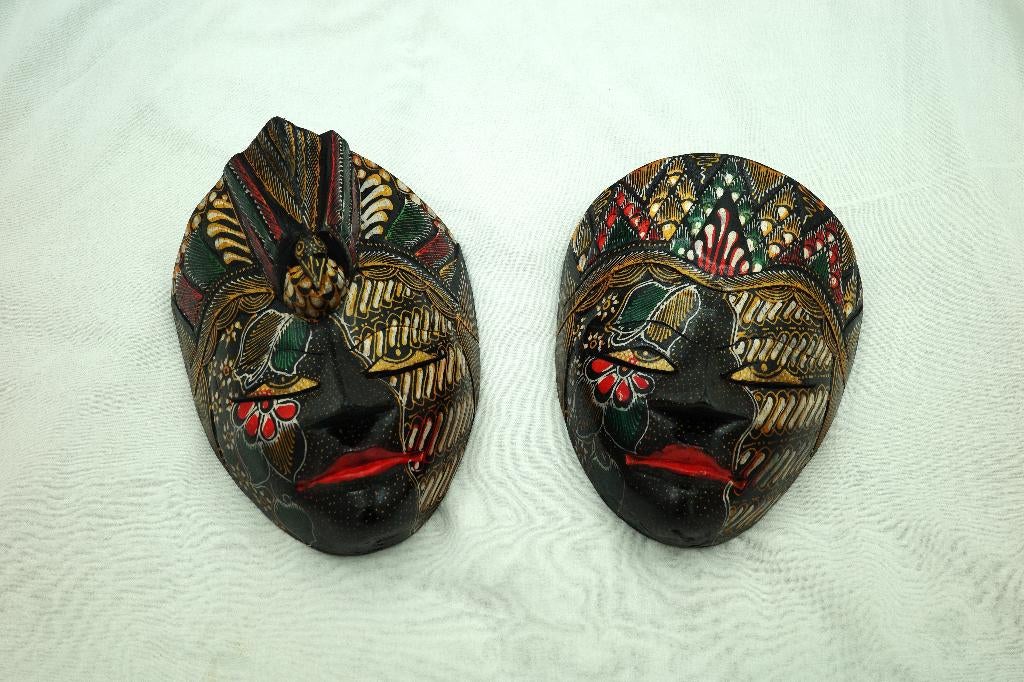 Indonesische Batik Masker Hout Set, Ophalen of Verzenden
