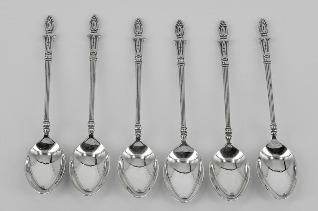 6 VERZILVERDE MOKKA LEPELTJES, Ophalen of Verzenden