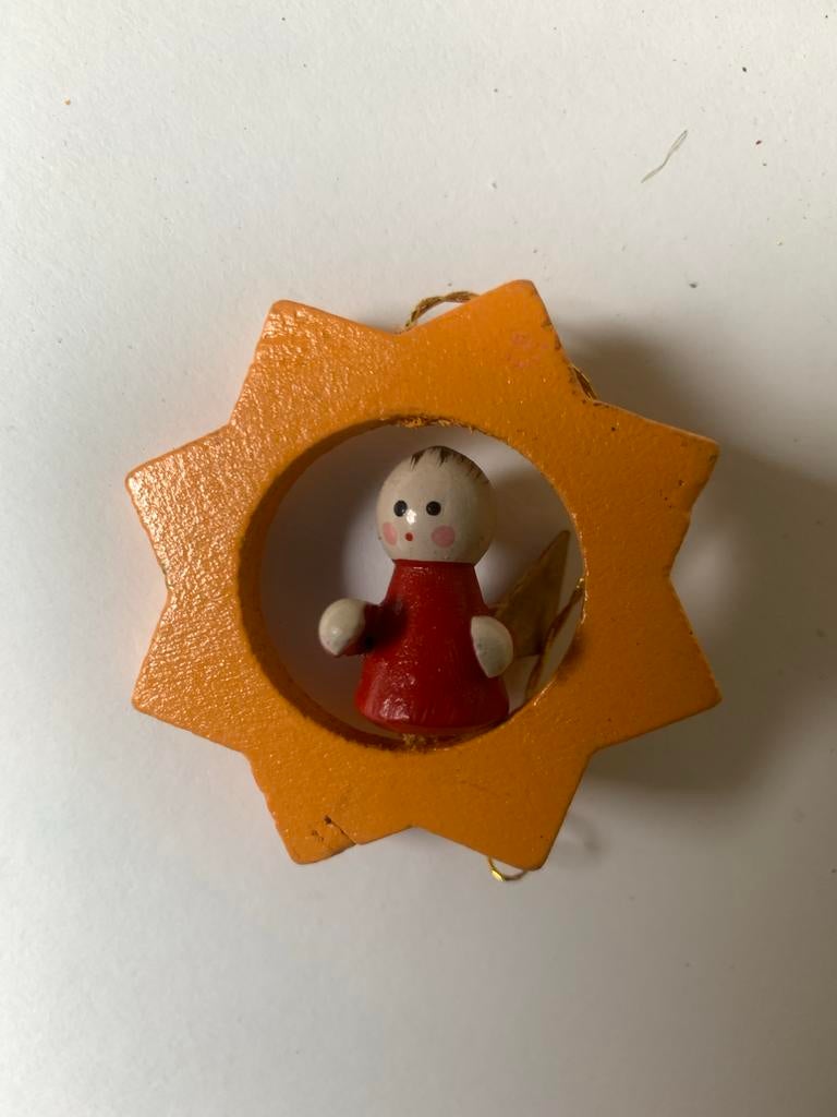 Houten vintage Kerstboomhangers kerst engeltjes, Diversen, Ophalen of Verzenden, Gebruikt