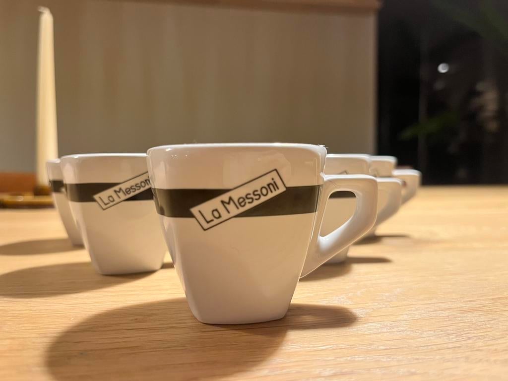 6 La Messoni Espresso kop & schotel, Ophalen of Verzenden