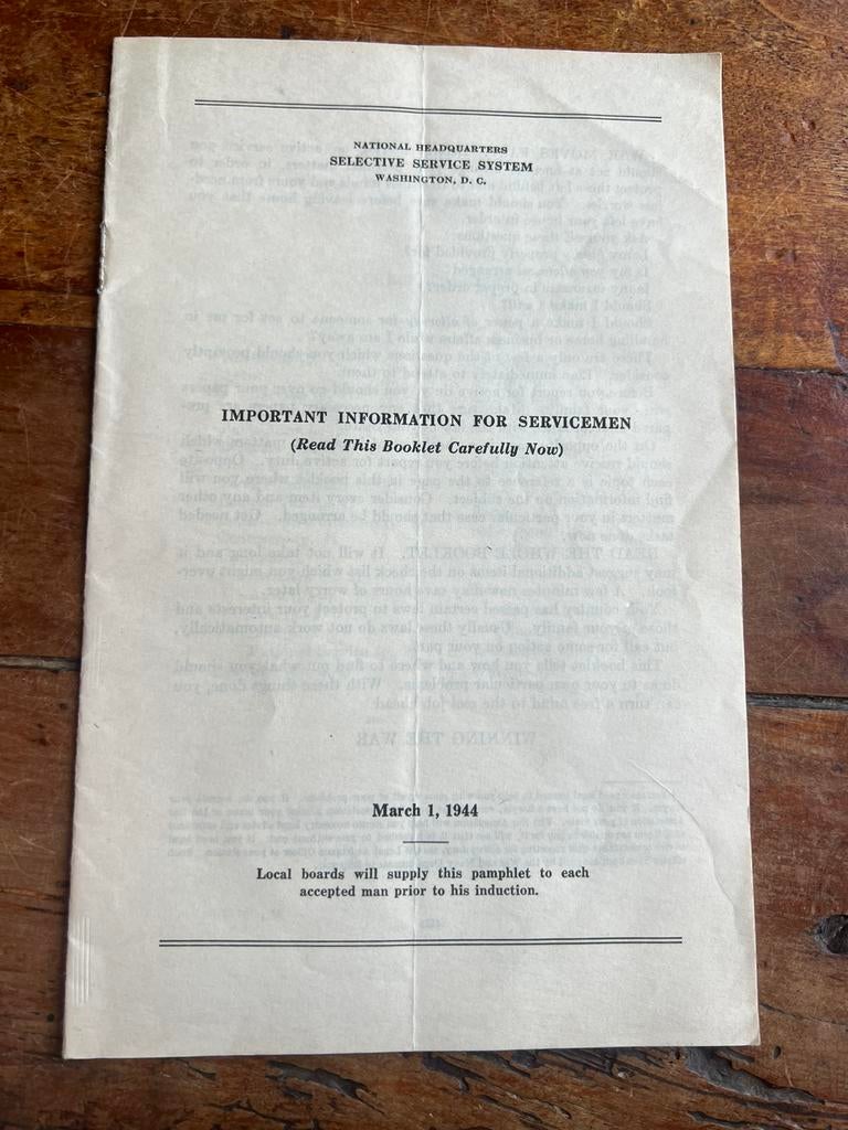 WO2 Amerikaans voorschrift zorg levensverzekering etc 1944, Amerika, Verzenden, Boek of Tijdschrift