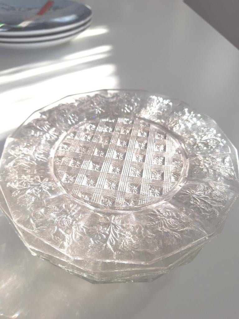 6 glazen borden uit jaren 60, Antiek en Kunst, Ophalen of Verzenden