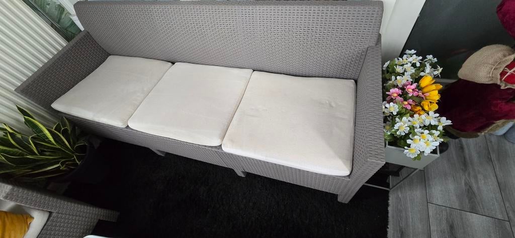 Terrasset van PVC rietlook - 5 zitplaatsen, Ophalen, 5 zitplaatsen, Kunststof, Gebruikt