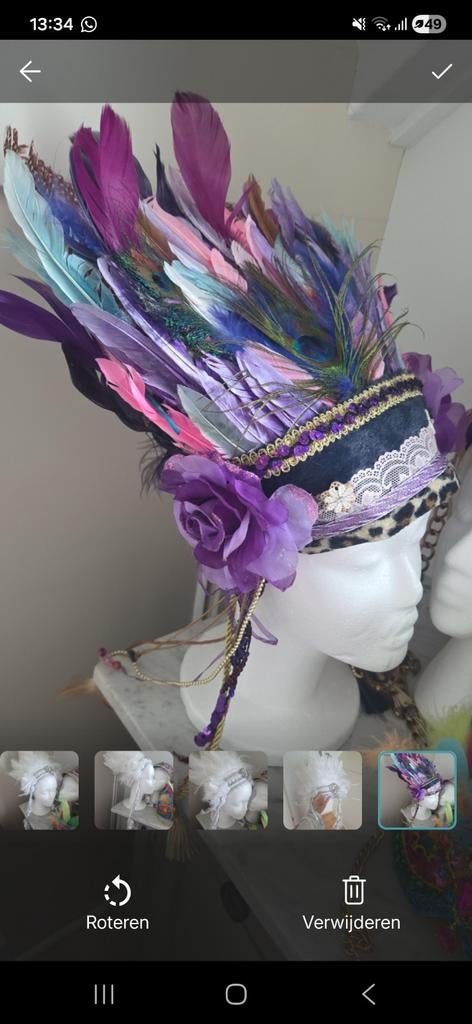 Carnavals setje Indianentooi en Giletje handgemaakt, Ophalen of Verzenden, Zo goed als nieuw, Carnaval