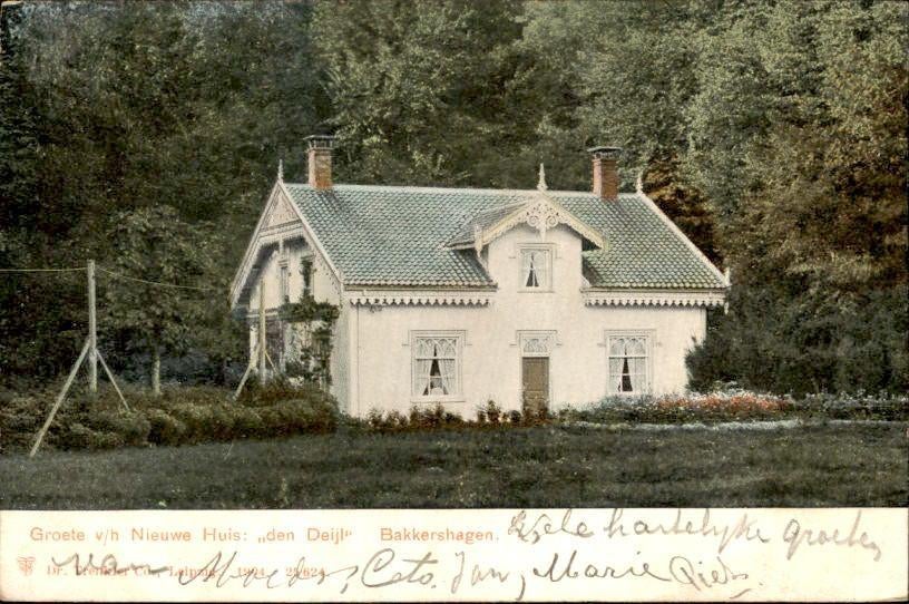 Bakkershagen - Groete van Huis den Deijl, Ophalen of Verzenden, Voor 1920, Gelopen, Zuid-Holland