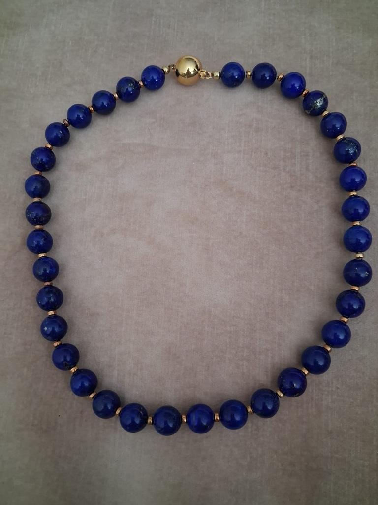 Prachtig collier van Lapis Lazuli edelstenen en goud., Ophalen, Nieuw, Blauw, Steen of Mineraal