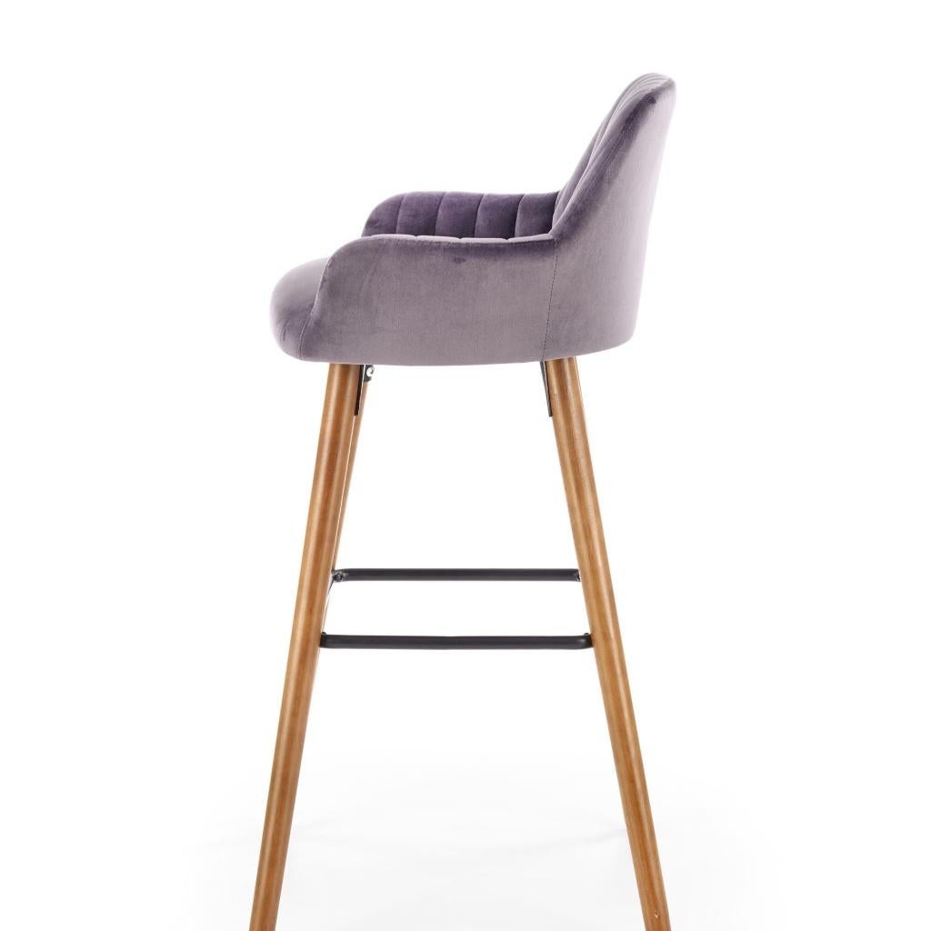 VOORRAAD Grijs velours design barkruk OP=OP NIEUW, Met voetsteun, 60 tot 90 cm, Nieuw, Ophalen of Verzenden