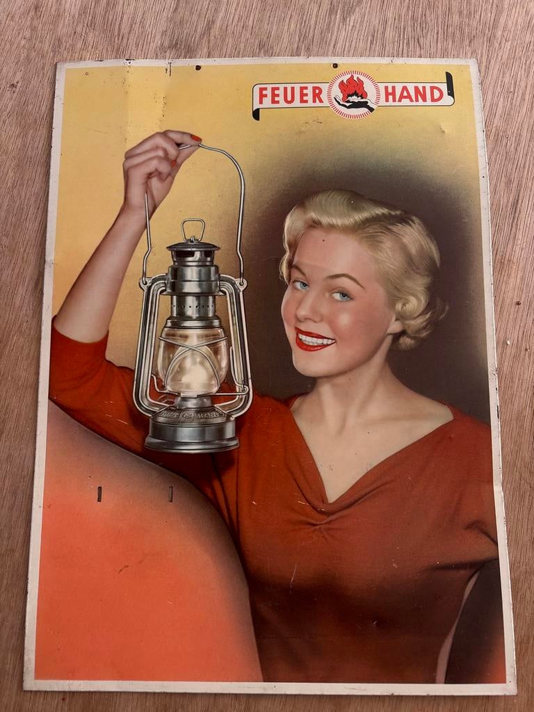 Feuerhand reclamebord ca 1970 van blik, Verzamelen, Merken en Reclamevoorwerpen, Gebruikt, Reclamebord, Ophalen of Verzenden