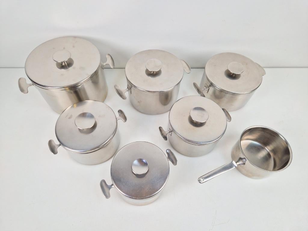 7 x Vintage Gero Zilmeta Dick Simonis pannenset Dutch design, Huis en Inrichting, Keuken | Potten en Pannen, N, Pannenset, Ophalen of Verzenden