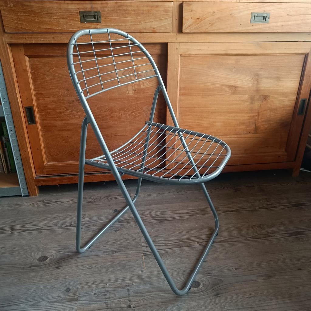 2x vintage IKEA Niels Gammelgaard Aland klapstoel grijs, Ophalen of Verzenden, Zo goed als nieuw, Grijs, Twee
