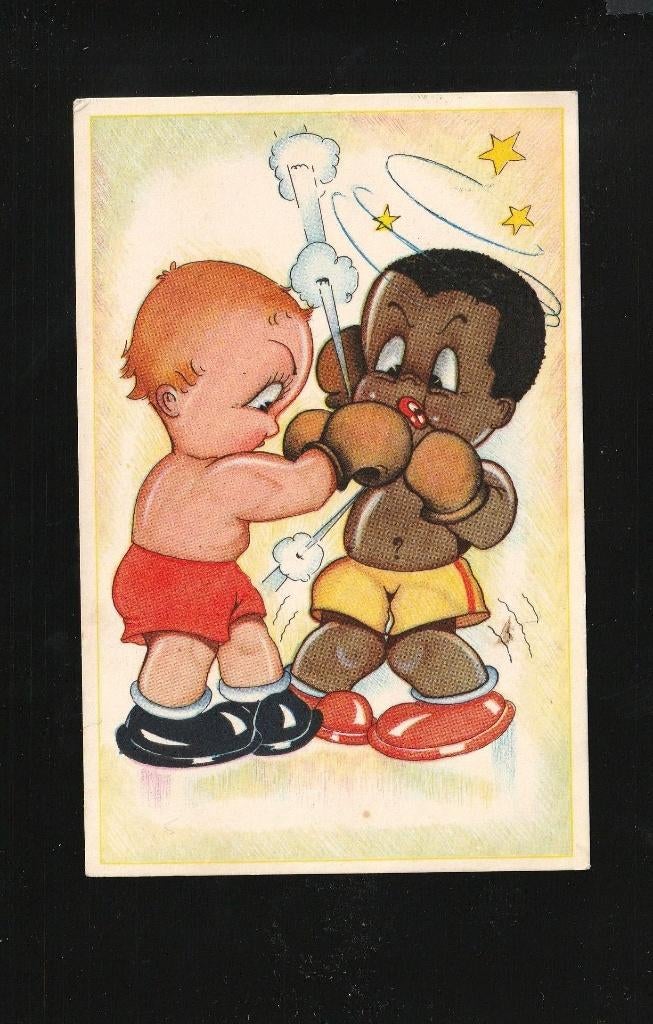 Prachtige ansicht negerkindje boksen D20-04, Verzamelen, Verzenden, 1940 tot 1960, Gelopen, Sterren en Beroemdheden