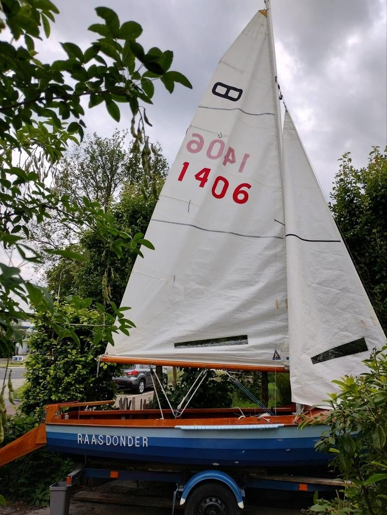 Houten Schakel 'Raasdonder' met trailer, Watersport en Boten, Open zeilboten, Ophalen, Geen motor, Gebruikt, Schakel