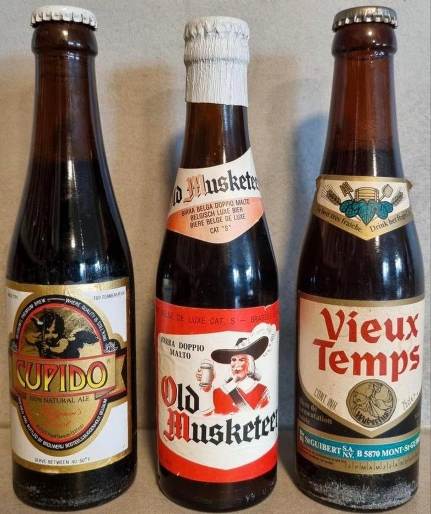 Vintage set: Cupido/ Old Musketeer/ Vieux Temps - '82-'92, Ophalen of Verzenden, Gebruikt, Flesje(s), Overige merken