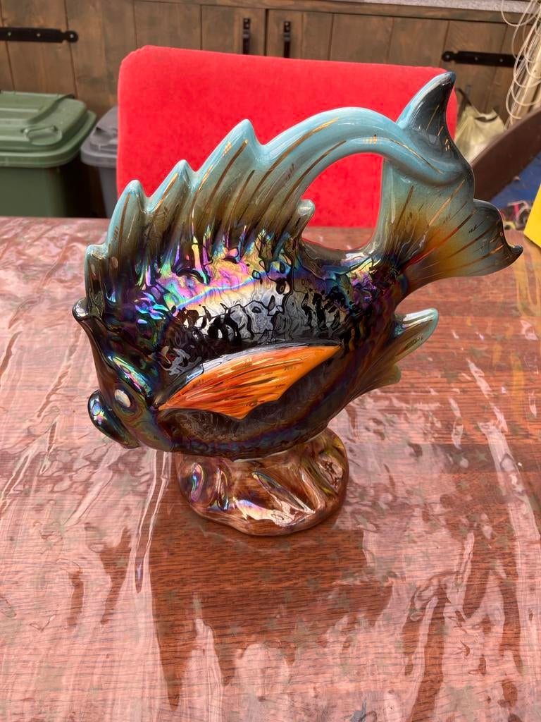 Prachtige iriserende porseleinen vis - 26 cm hoog, Antiek en Kunst, Antiek | Porselein, Ophalen