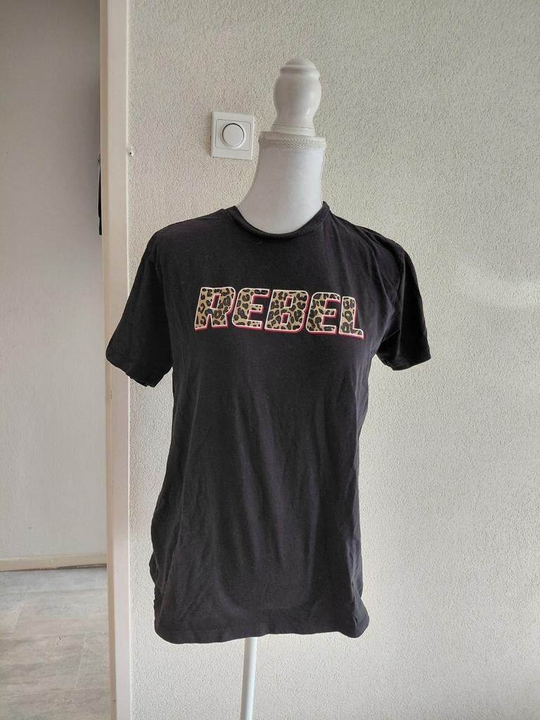 Loavies T-shirt 'Rebel' - Zwart met panterprint maat m, Maat 38/40 (M), Zwart, Ophalen of Verzenden, Loavies