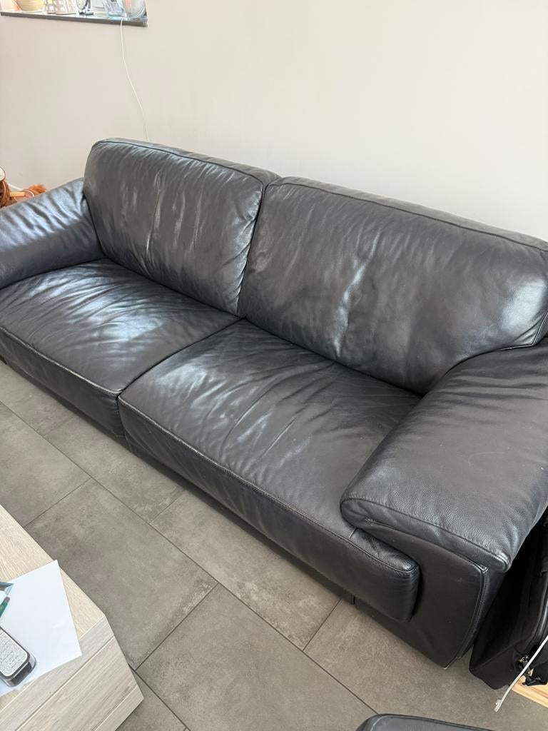 Leder Banstel 2,5 & 3 Zits, Gebruikt, 300 cm of meer, Ophalen of Verzenden, Rechte bank