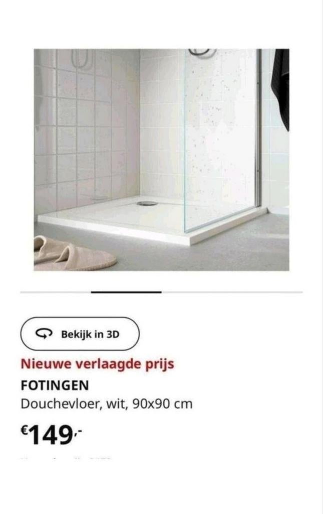 Fotingen douchebak wit 90x90 cm, Ophalen