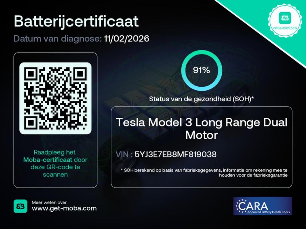 Tesla Model 3 Long-Range AWD 351pk 75 kWh 91% SoH FACELIFT [, Automaat, Gebruikt, Zwart, Origineel Nederlands