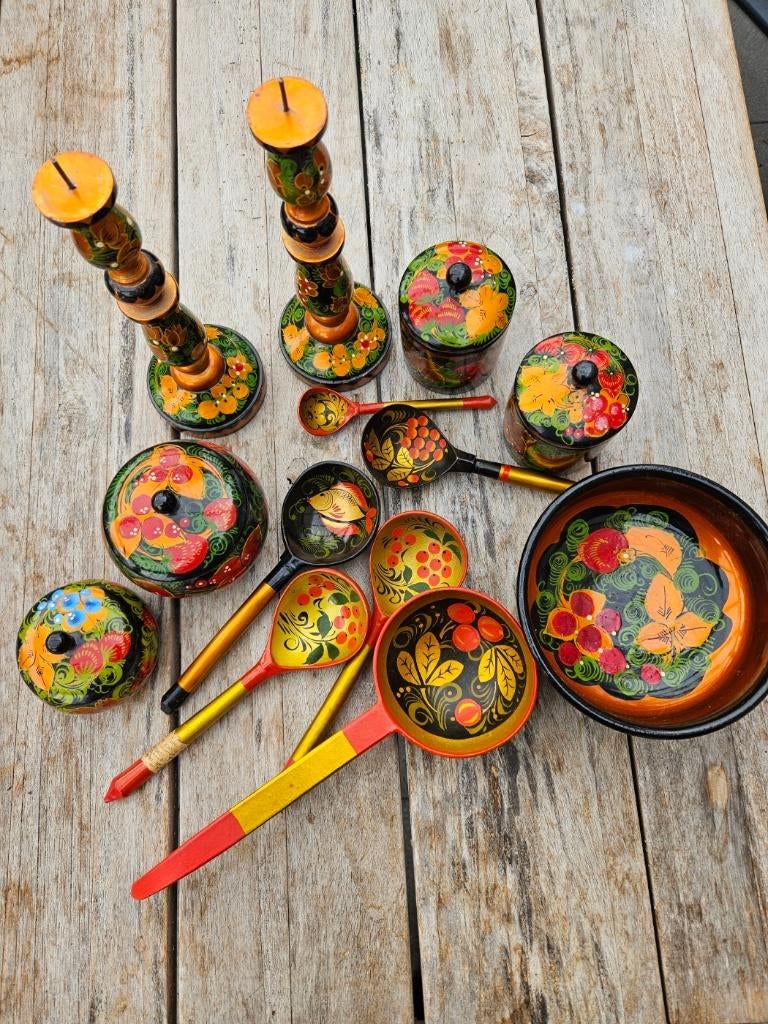 Te Koop: verschillende Khokhloma houten Russisch handwerk, Ophalen of Verzenden