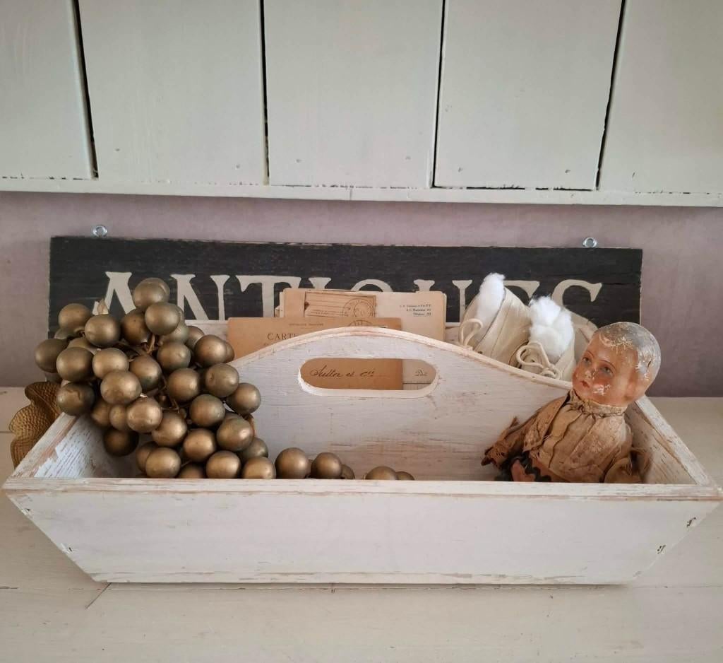 mooie oude houten brocante gruttersbak, Ophalen of Verzenden