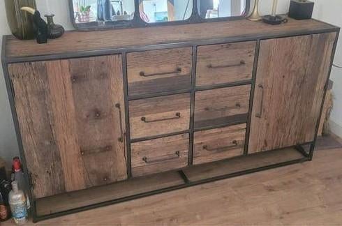 Dressoir Giga Meubel - Lio 180x40x91cm, Met deur(en), Industrieel/Landelijk, 150 tot 200 cm, Zo goed als nieuw