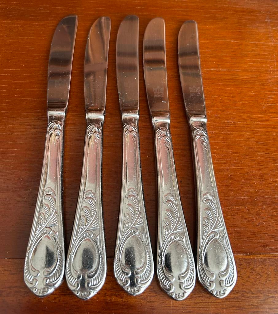 5xSBS Solingen messen roestvrij staal, rococo/barok, Antiek en Kunst, Antiek | Bestek, Ophalen of Verzenden