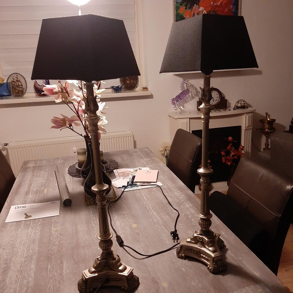 2 prachtige schemerlampen met kappen, Huis en Inrichting, Ophalen of Verzenden, Zo goed als nieuw, Minder dan 50 cm