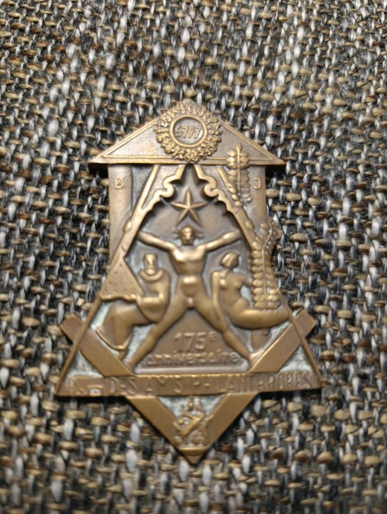 175 jaar Les Amis Philanthropes Vrijmetselaar Plaquette, Ophalen of Verzenden