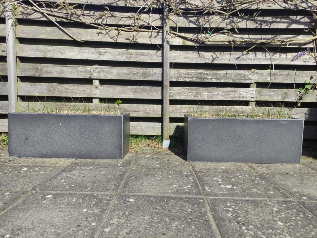 Twee grote plantenbakken met siergras, Ophalen, Kunststof, Tuin