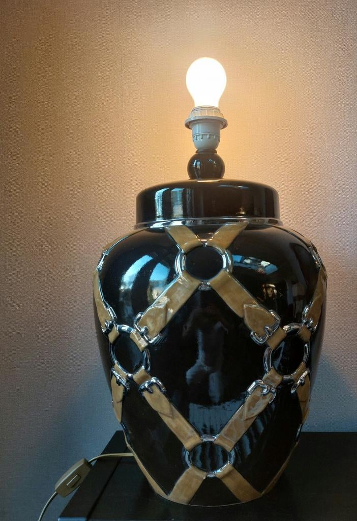 Prachtige Vintage "Gucci-Stijl" Tafellamp  Equestrian Design, Ophalen of Verzenden