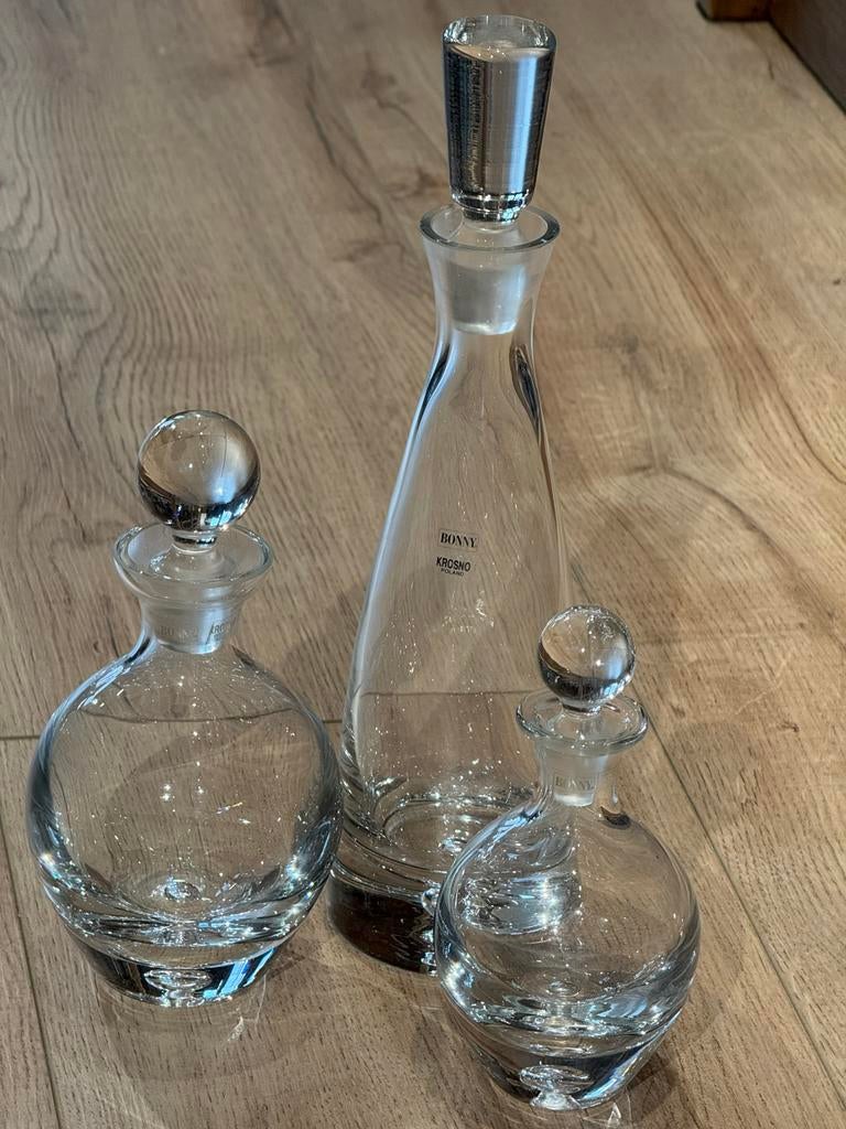 Krosno Glazen Karaffen/Flessen Set - Bonny Design, Antiek en Kunst, Antiek | Glas en Kristal, Ophalen of Verzenden