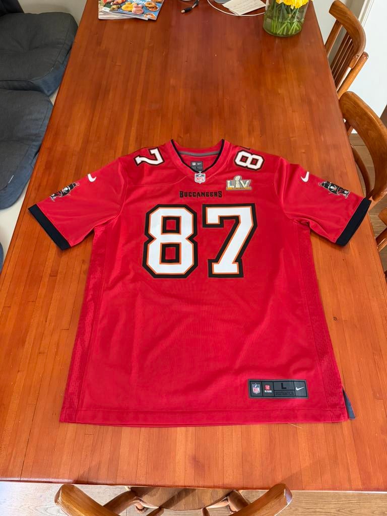 NFL jersey Rob Gronkowski Super Bowl Jersey 2021 red, Maat L, Ophalen of Verzenden, Nieuw, Shirt