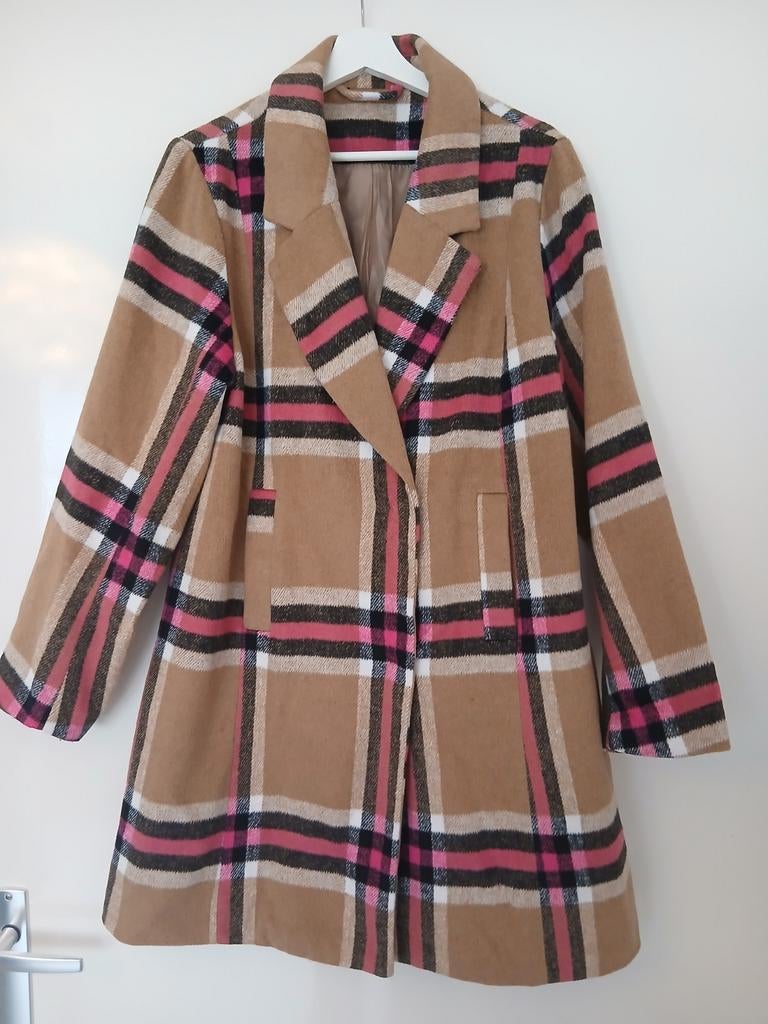 Tussenjas Wibra gevoerd bruin roze zwart maat L, Ophalen of Verzenden, Zo goed als nieuw, Maat 38/40 (M), Bruin