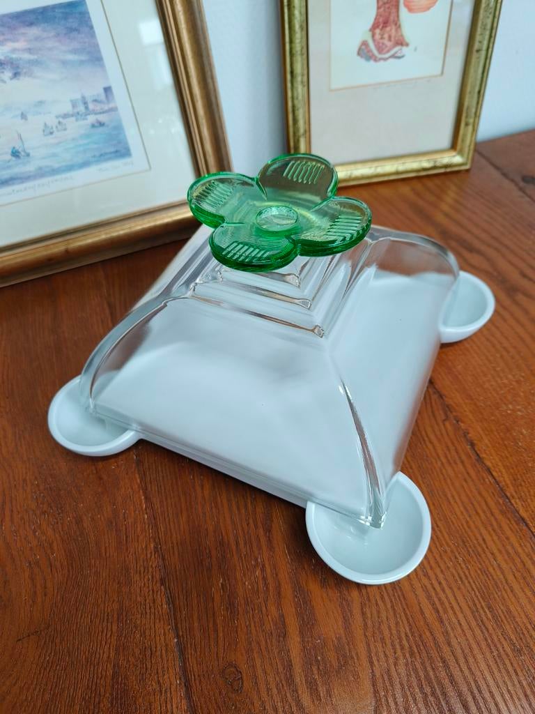 Borek Sipek glazen stolp/kaasstolp met groene bloem, Ophalen of Verzenden