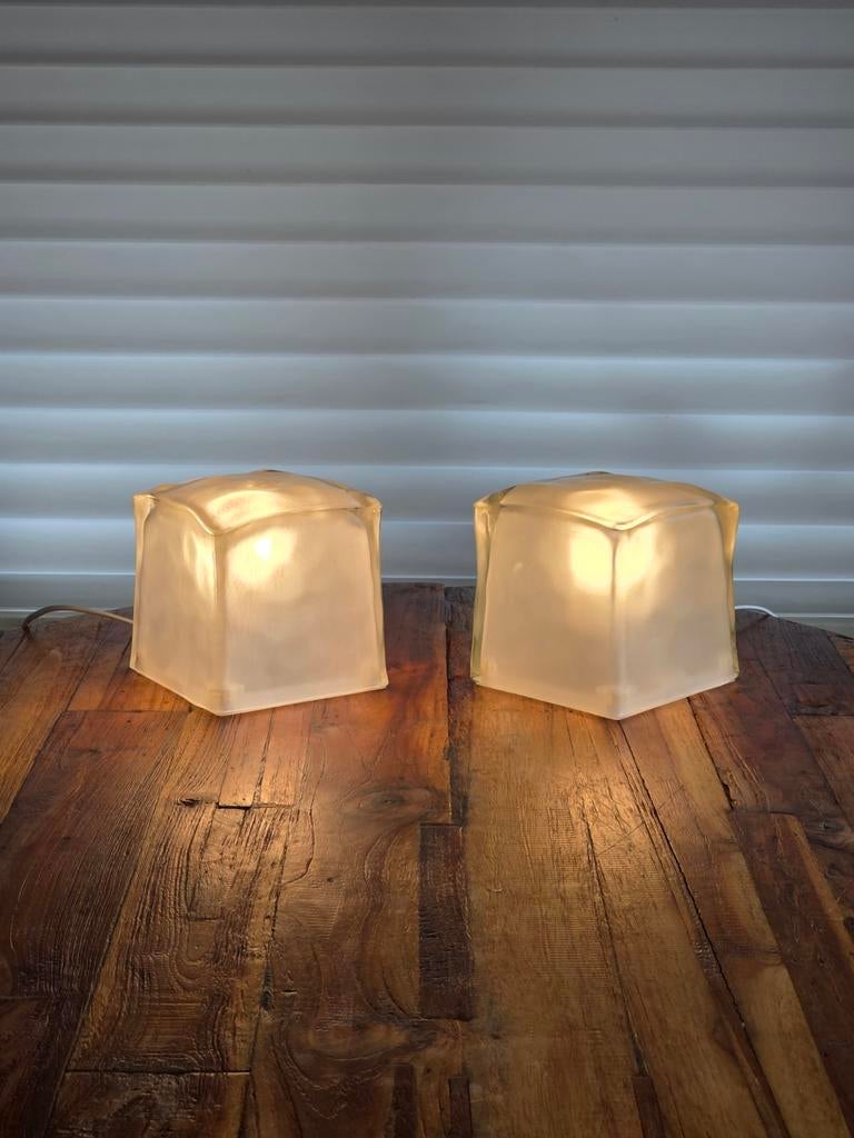 2 x Ikea IVIKEN ice cube tafellampen, Ophalen of Verzenden, Glas, Zo goed als nieuw, Minder dan 50 cm