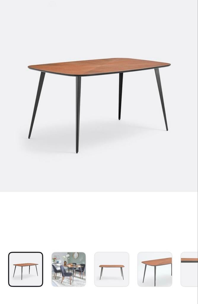 Ongebruikte vintage eettafel 6 personen in nieuwstaat, 100 tot 150 cm, Vintage, Zo goed als nieuw, Vijf personen of meer