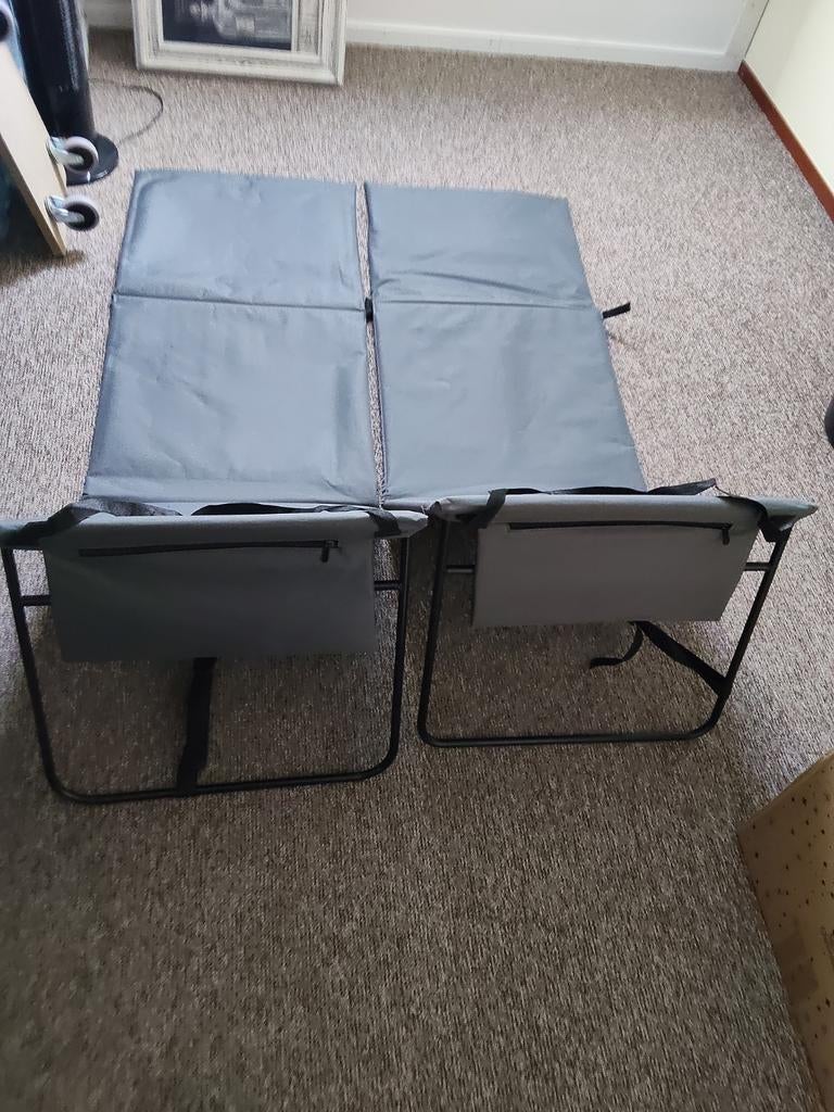Twee grijze campingstoelen, opvouwbaar, Caravans en Kamperen, Kampeermeubelen, Ophalen, Campingstoel