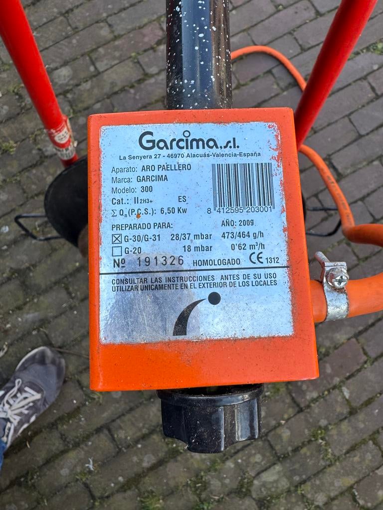 Garcima paella brander met driepoot en twee pannen, Ophalen of Verzenden, Gebruikt
