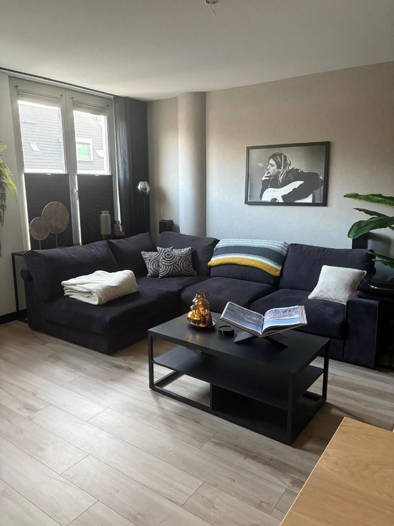 Bank - Goossens Wonen - donkerblauw - Topstaat, Ophalen, 250 tot 300 cm, Hoekbank, Zo goed als nieuw