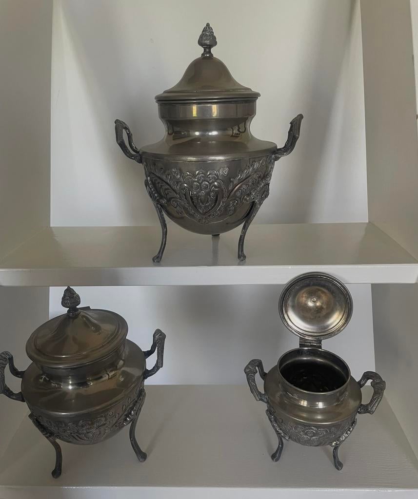 3 delige tinnen set, Antiek en Kunst, Antiek | Tin, Ophalen of Verzenden