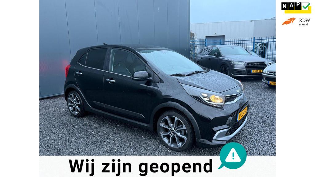 Kia Picanto 1.0 T-GDi X-Line 5p LEDER!NAVI!MF STUUR!BOMVOL!, Auto's, Kia, Voorwielaandrijving, Gebruikt, 100 pk, Zwart