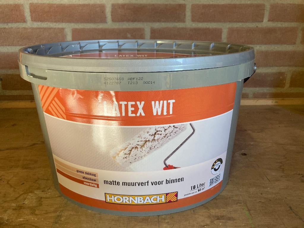 9 liter latex wit afwasbare muurverf plafond/gipsplaatverf, Ophalen, 5 tot 10 liter, Wit, Nieuw